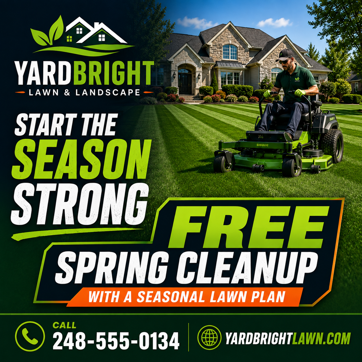 Michigan lawn care and landscaping Facebook advertising example promoting a free spring cleanup