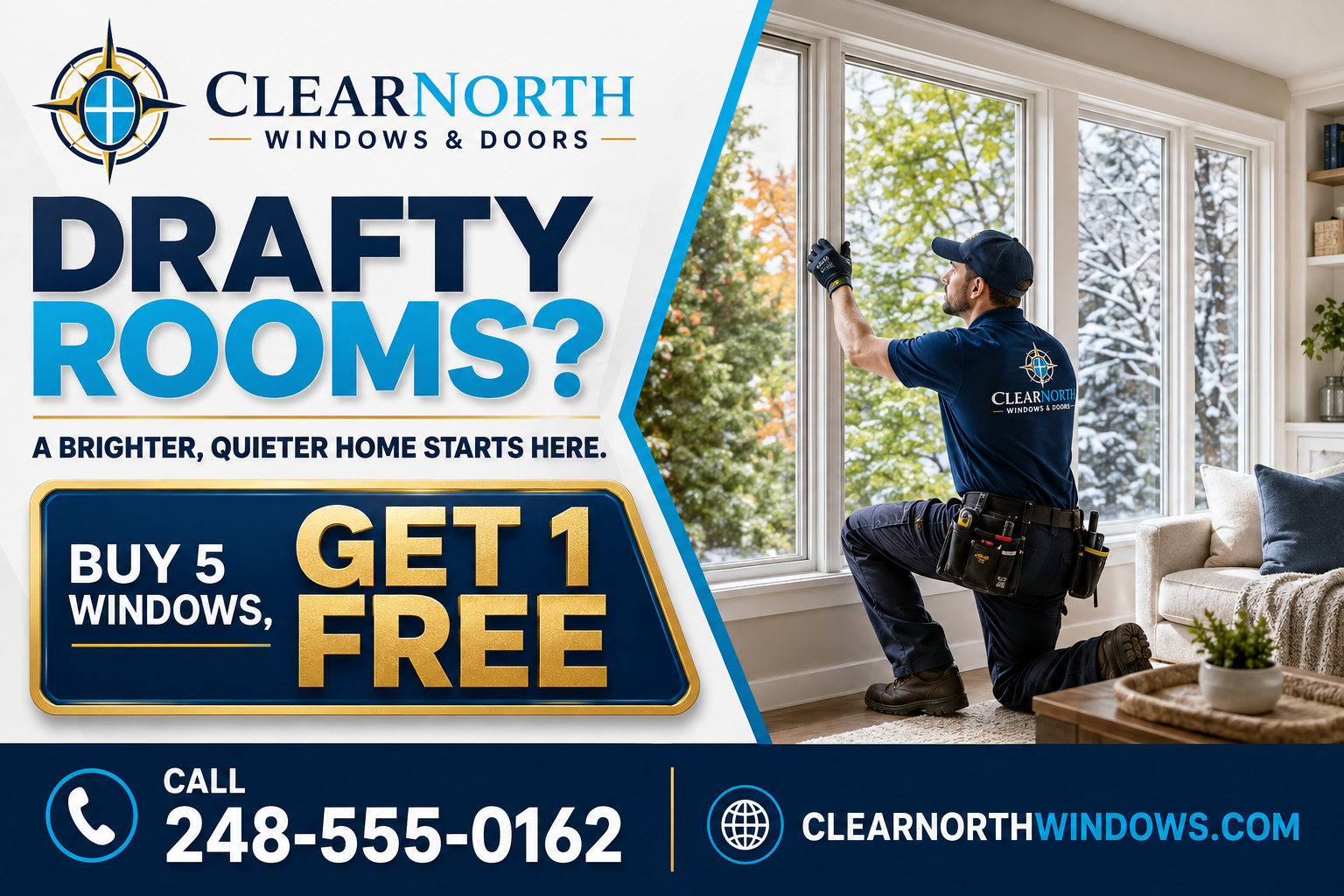 Michigan window and door postcard advertising example featuring a local homeowner offer
